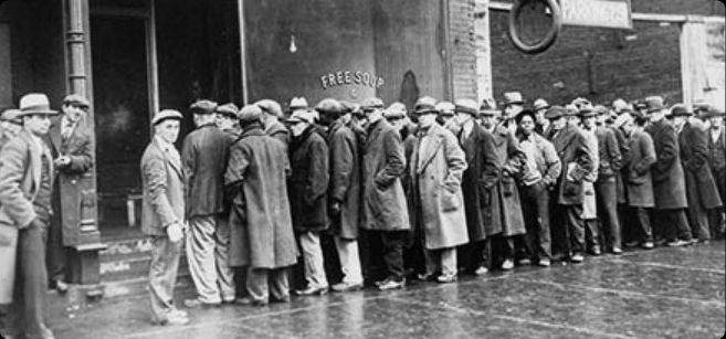 A line of people during the Great Depression - Photo from the Tennessee Valley Timeline